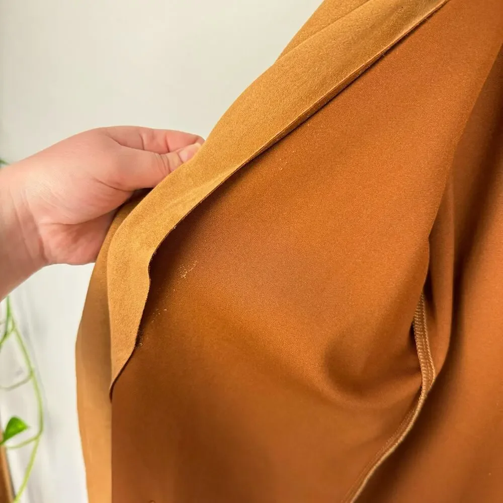 Premise Tan Faux Leather Suede Open Front Pocket‎ Soft Lightweight Jacket Sz XL